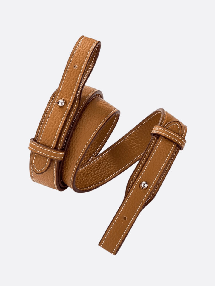 bandoulière cuir pour sac camel bouton argenté