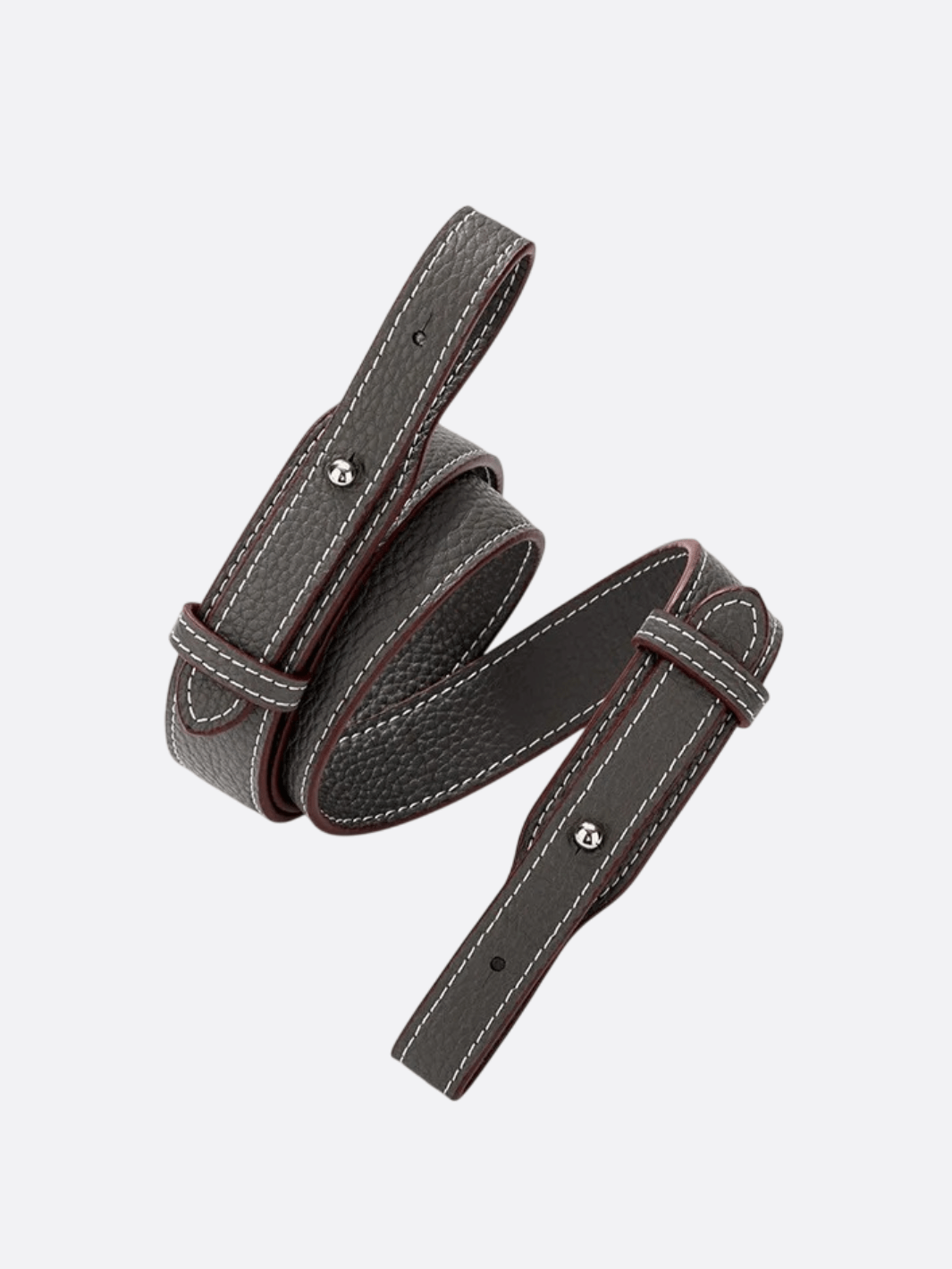 bandoulière cuir pour sac gris foncé bouton argenté