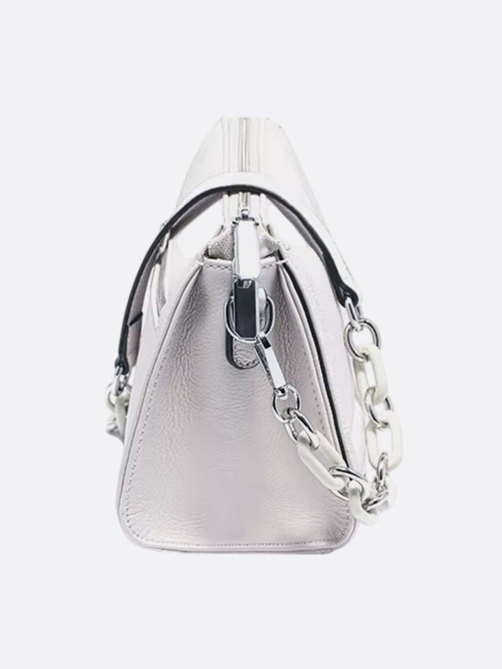 White leather shoulder bag